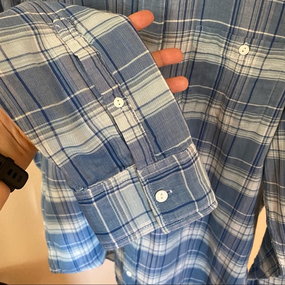 Blue White Plaid Wallin & Bros Button-Down Shirt L - Picture 5 of 11